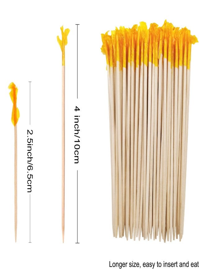 BLUETOP BLUE TOP 400pcs 4 Inch Wood Frill Picks Toothpicks,Frill Toothpicks,Decorative Sandwiches Picks,Cocktail Party Toothpicks for Drink and Appetizers,Great to use at Valentines Day and Parties. - Image 2